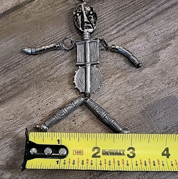 Vtg Mixed Metal Human Replica Carved Face Figure Pendant - Picture 9 of 11